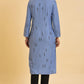 W for Woman Blue Geometric Print Shirt kurta & Pants Set