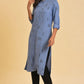 W for Woman Blue Geometric Print Shirt kurta & Pants Set