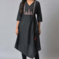 W for Woman Black Embroidered Asymmetrical Kurta Set
