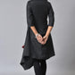 W for Woman Black Embroidered Asymmetrical Kurta Set