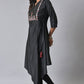 W for Woman Black Embroidered Asymmetrical Kurta Set