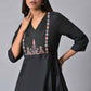 W for Woman Black Thread Embroidery A-line Kurta and Slim Pant Set