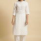 W for Woman White Printed Summer Kurta Co-Ord Set