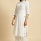 W for Woman White Printed Summer Kurta Co-Ord Set