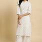 W for Woman White Printed Summer Kurta Co-Ord Set