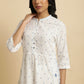 W for Woman White Printed Summer Kurta Co-Ord Set