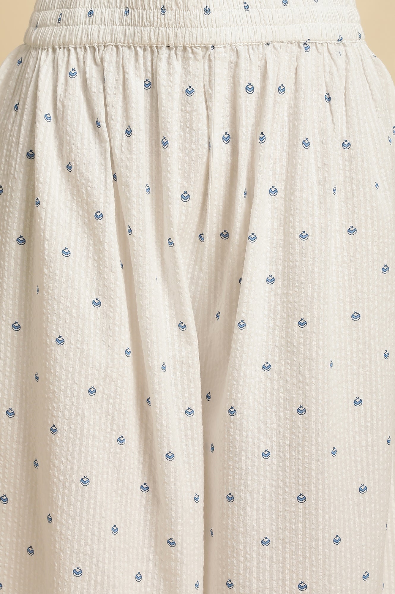 W for Woman White Printed Summer Kurta Co-Ord Set