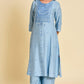 W for Woman Blue Printed kurta Co-Ord Set
