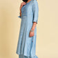 W for Woman Blue Printed kurta Co-Ord Set