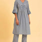 W for Woman Blue Embroidered kurta & Pants Co-Ord Set