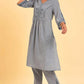 W for Woman Blue Embroidered kurta & Pants Co-Ord Set