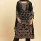 W for Woman Black Jacquard Winter Kurta, Pants And Dupatta Set