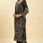 W for Woman Black Jacquard Winter Kurta, Pants And Dupatta Set