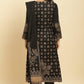 W for Woman Black Jacquard Winter Kurta, Pants And Dupatta Set