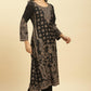 W for Woman Black Jacquard Winter Kurta, Pants And Dupatta Set