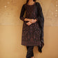 W for Woman Black Printed Acrylic Kurta, Pants And Shawl Set