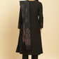W for Woman Black Printed Acrylic Kurta, Pants And Shawl Set