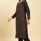 W for Woman Black Printed Acrylic Kurta, Pants And Shawl Set