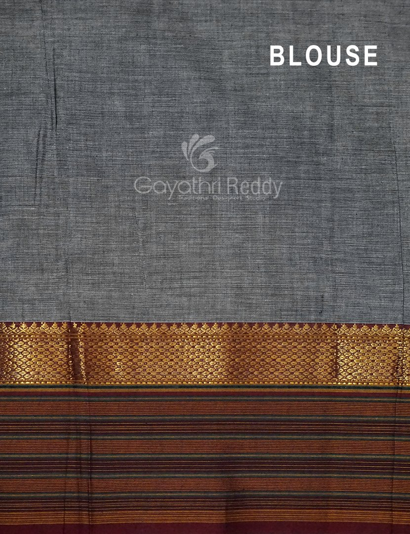 Kalanetha Grey Coloured Pure Narayanpet Cotton Saree By Gayathri Reddy Designer Studio | Swadesiicart