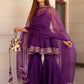 Pomcha Jaipur Masakali Purple Organza Sharara Set | Swadesiicart