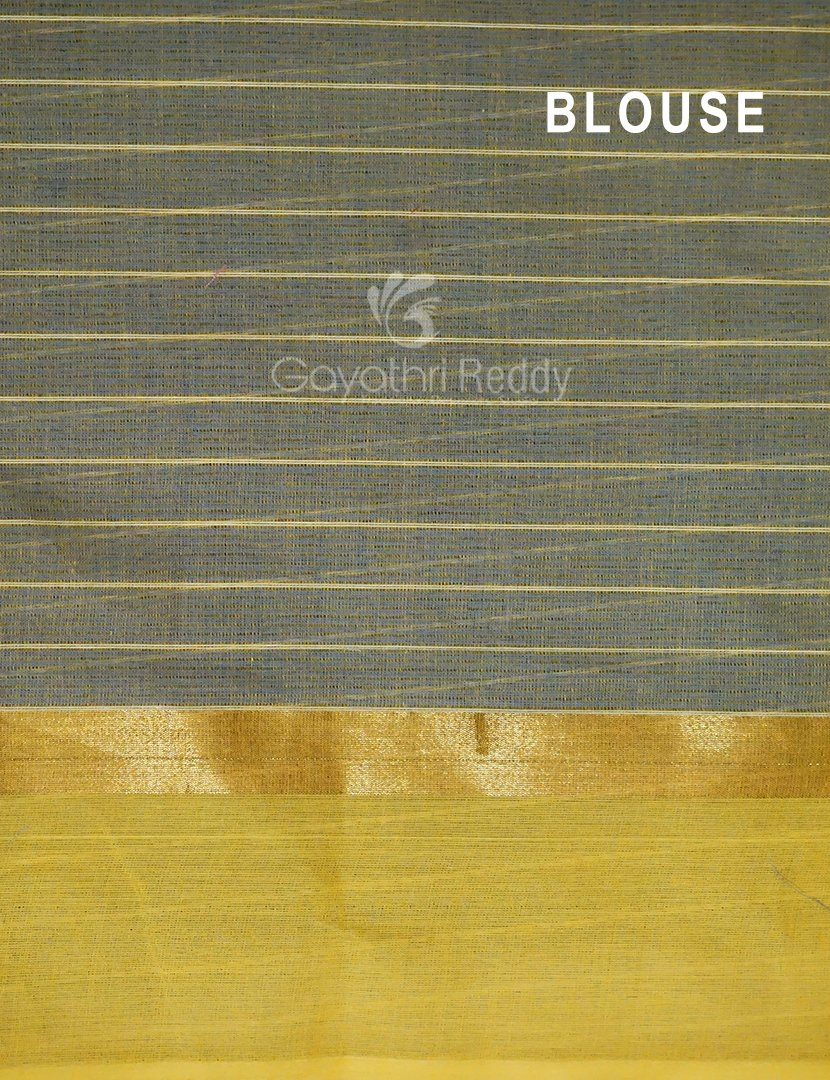 Denim Blue With Checks Pure Mangalgiri Cotton Saree By Gayathri Reddy Designer Studio | Swadesiicart