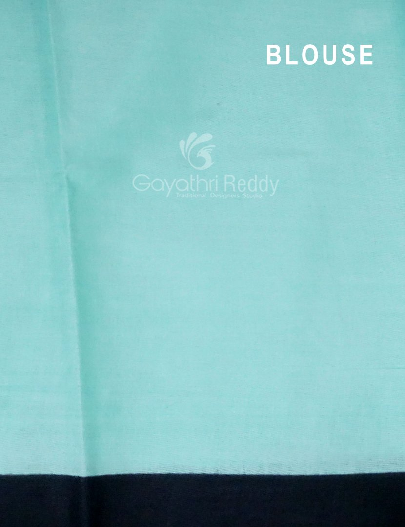 Shades of Black And Mint Green With Pichwai Print Munga Cotton Saree By Gayathri Reddy Designer Studio | Swadesiicart
