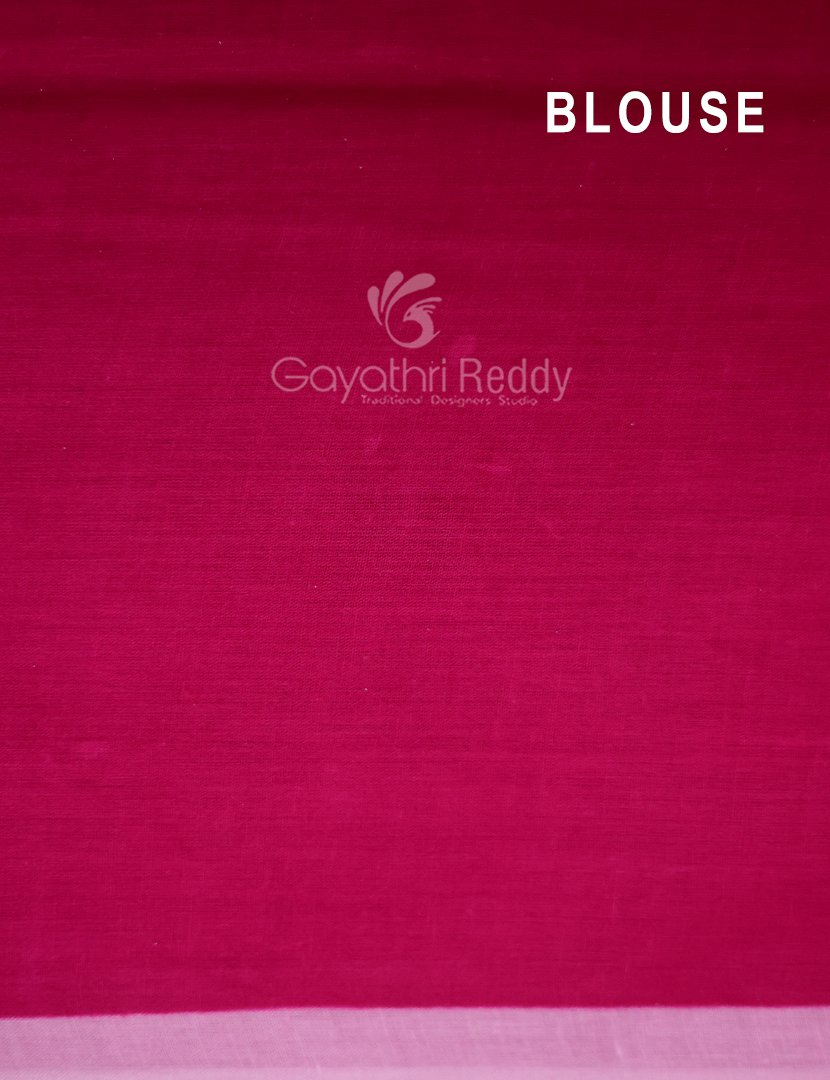 Block Print Baby Pink Combo Mulmul Cotton Saree By Gayathri Reddy Designer Studio | Swadesiicart