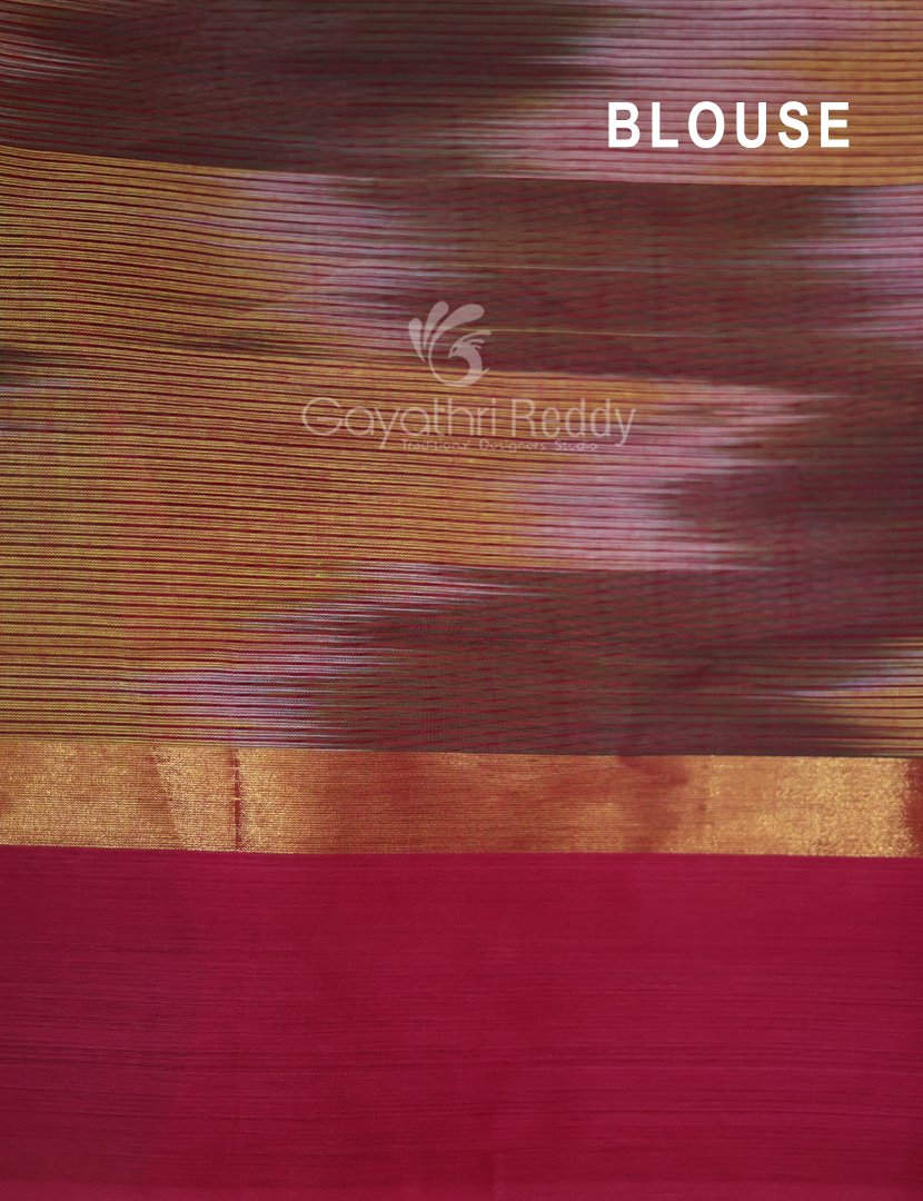 Dual Shades of Lime Green Mangalagiri Ikkat Cotton Saree By Gayathri Reddy Designer Studio | Swadesiicart