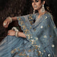 Myra Grey Net Embroidered Sharara Suit | Swadesiicart