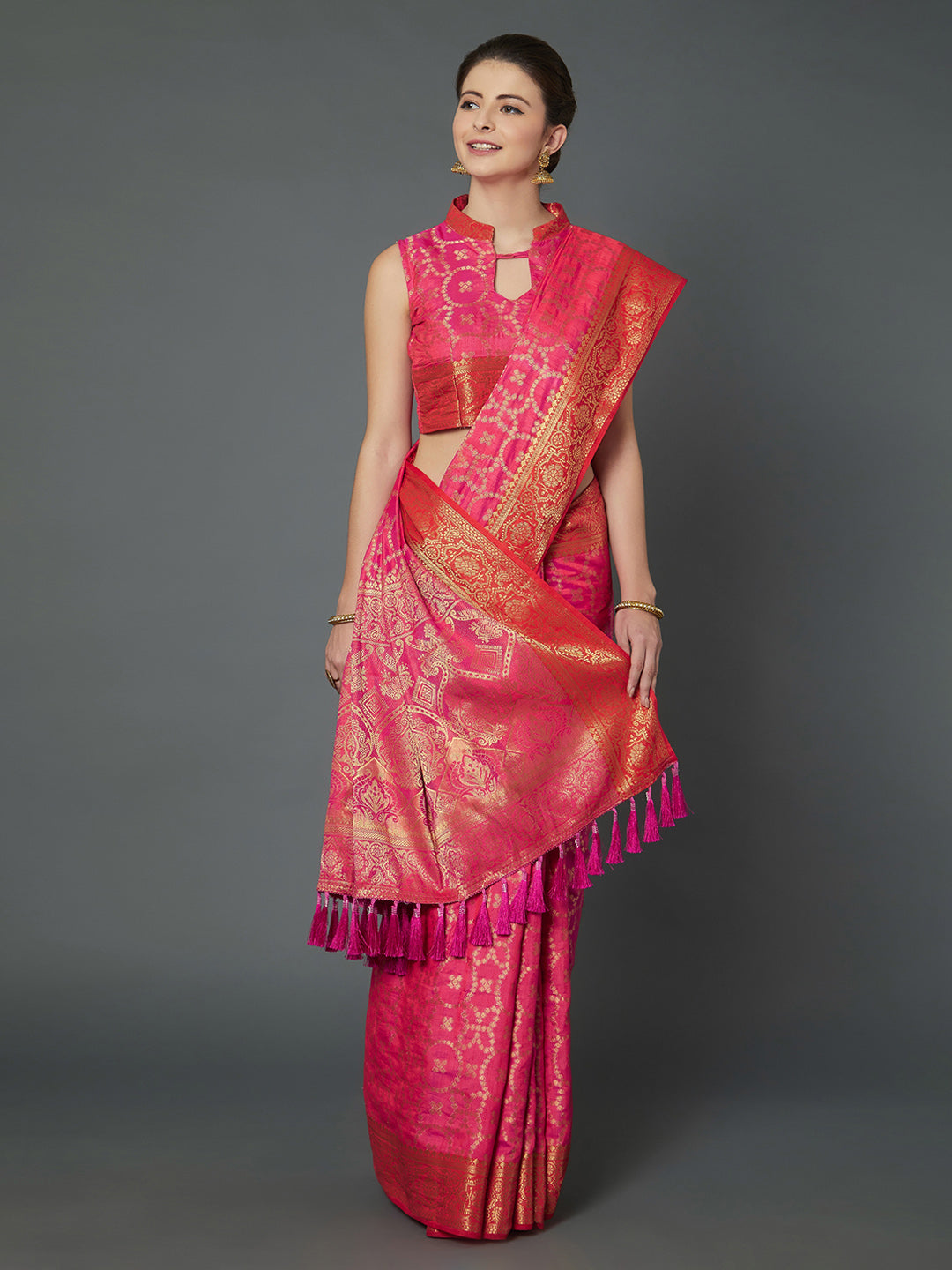 Mitera Pink Woven Design Banarasi Saree | Swadesiicart