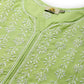 ADA Women Green & White Ethnic Motifs Chikankari Hand Embroidered Sustainable Kurta | Swadesiicart