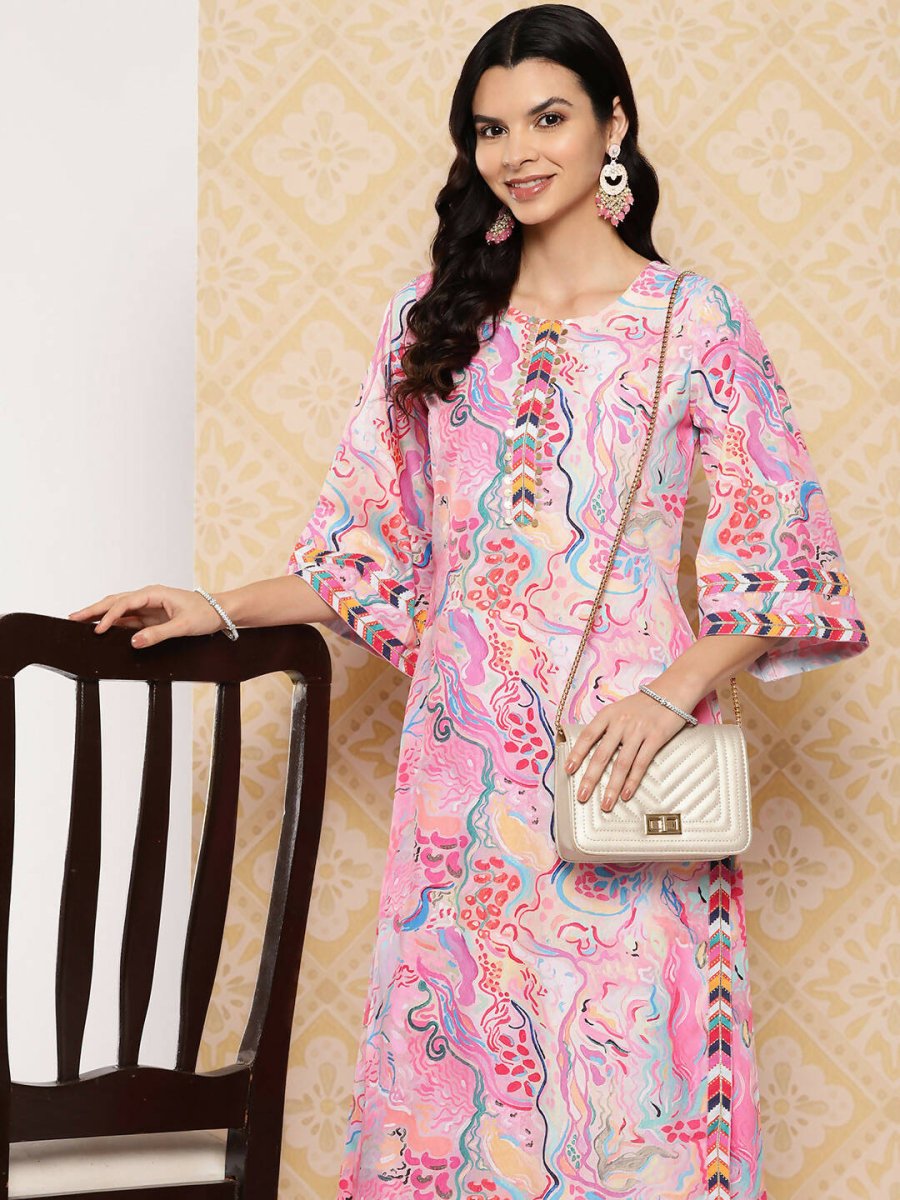 Ahalyaa Women's Traditional wear Kurta Set - Multi | Swadesiicart