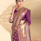 Vardha Mulberry Purple Woven Banarasi Saree | Swadesiicart