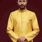 Raivat Ethnic Banarasi Jacquard Embroidery Semi Indo Western Sherwani In Yellow Colour | Swadesiicart