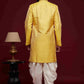 Raivat Ethnic Banarasi Jacquard Embroidery Semi Indo Western Sherwani In Yellow Colour | Swadesiicart