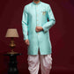 Raivat Ethnic Banarasi Jacquard Embroidery Semi Indo Western Sherwani In Sky Blue Colour | Swadesiicart