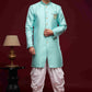 Raivat Ethnic Banarasi Jacquard Embroidery Semi Indo Western Sherwani In Sky Blue Colour | Swadesiicart