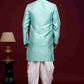Raivat Ethnic Banarasi Jacquard Embroidery Semi Indo Western Sherwani In Sky Blue Colour | Swadesiicart