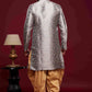 Raivat Ethnic Banarasi Jacquard Embroidery Semi Indo Western Sherwani In Grey Colour | Swadesiicart