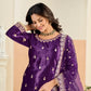 Anaita Violet Ice Velvet Suit With Embroidery Work