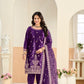 Anaita Violet Ice Velvet Suit With Embroidery Work