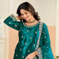 Anaita Teal Blue Ice Velvet Suit With Embroidery Work