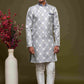 Raivat Ethnic Banarasi Jacquard Embroidery Semi Indo Western Sherwani In Grey Colour | Swadesiicart