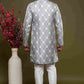 Raivat Ethnic Banarasi Jacquard Embroidery Semi Indo Western Sherwani In Grey Colour | Swadesiicart