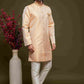 Raivat Ethnic Banarasi Jacquard Embroidery Semi Indo Western Sherwani In Orange Colour | Swadesiicart