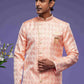 Raivat Ethnic Banarasi Jacquard Embroidery Semi Indo Western Sherwani In Pink Colour | Swadesiicart