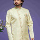 Raivat Ethnic Banarasi Jacquard Embroidery Semi Indo Western Sherwani In Pista Green Colour | Swadesiicart