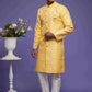 Raivat Ethnic Banarasi Jacquard Embroidery Semi Indo Western Sherwani In Yellow Colour | Swadesiicart