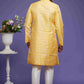 Raivat Ethnic Banarasi Jacquard Embroidery Semi Indo Western Sherwani In Yellow Colour | Swadesiicart