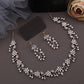 Tehzeeb Creations Silver Pleated White Diamond With Baby Pink Beads Necklace Set - Swadesiicart